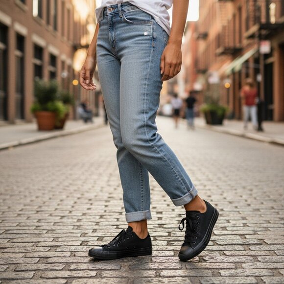 CONVERSE Black Monochrome Canvas Sneakers W 9 M 7 All Stars Chucks Unisex - Picture 16 of 16